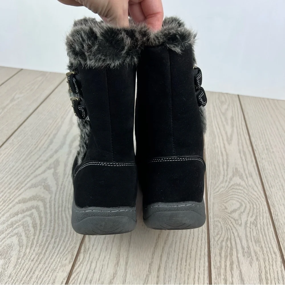 Journee Collection Takani Women's Winter Boots 10 Black Faux Suede/Fur $100